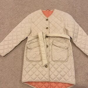 J crew reversible quilted jacket lightweight Greenwich beige